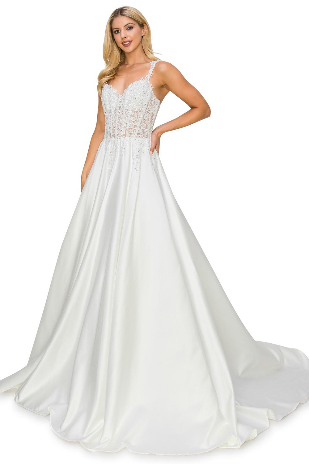 Sheer bodice wedding dress