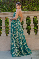 Back of the hunter green glitter off shoulder dresss