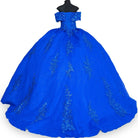 Back of royal lace train prom dress