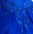 A closer look at royal lace train prom dress