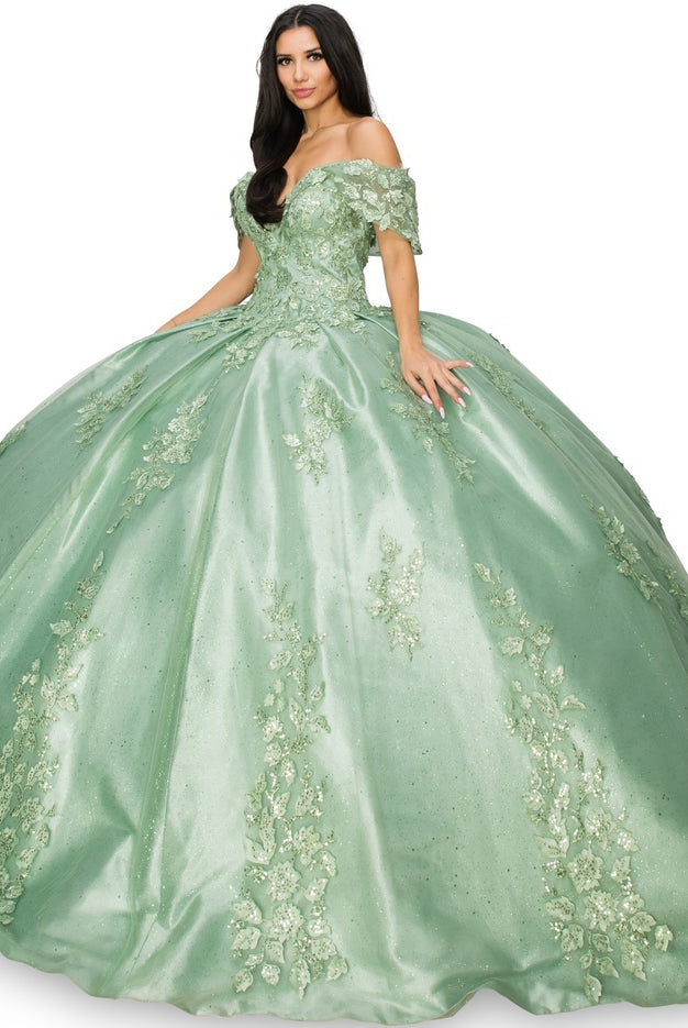 Sage lace train prom dress alternative