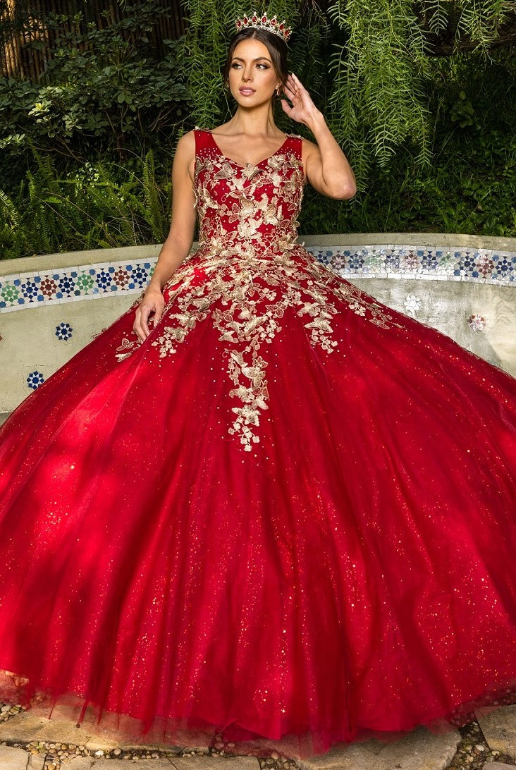 Burgundy quinceanera gown dress
