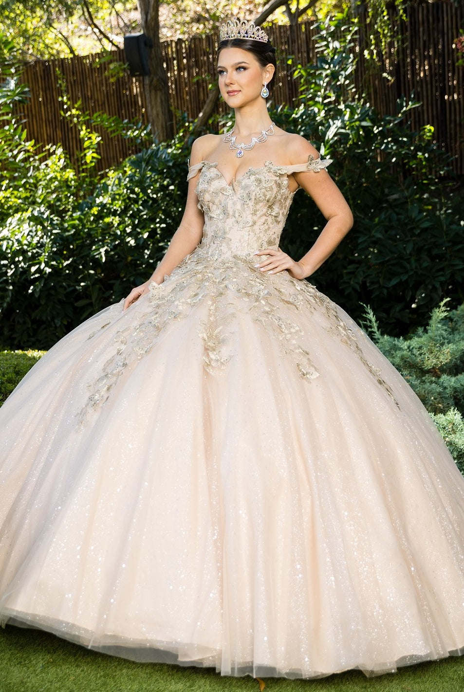 Champagne quinceanera gown dress