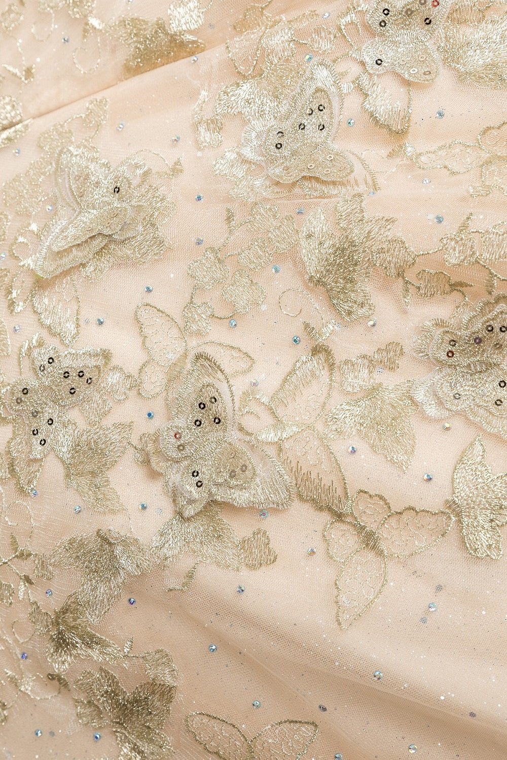 Fabrick of champagne quinceanera gown dress