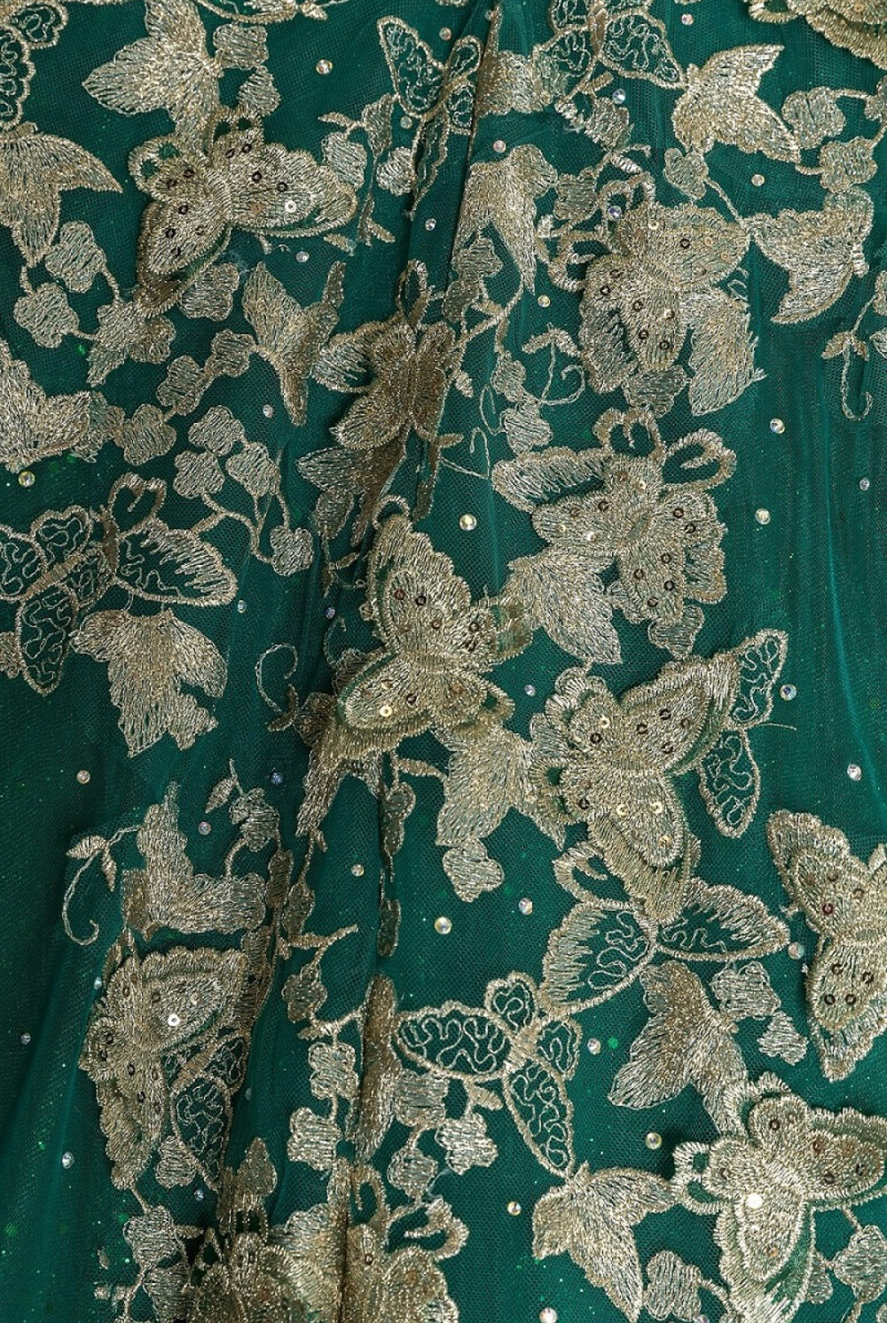 Fabrick of hunter green quinceanera gown dress