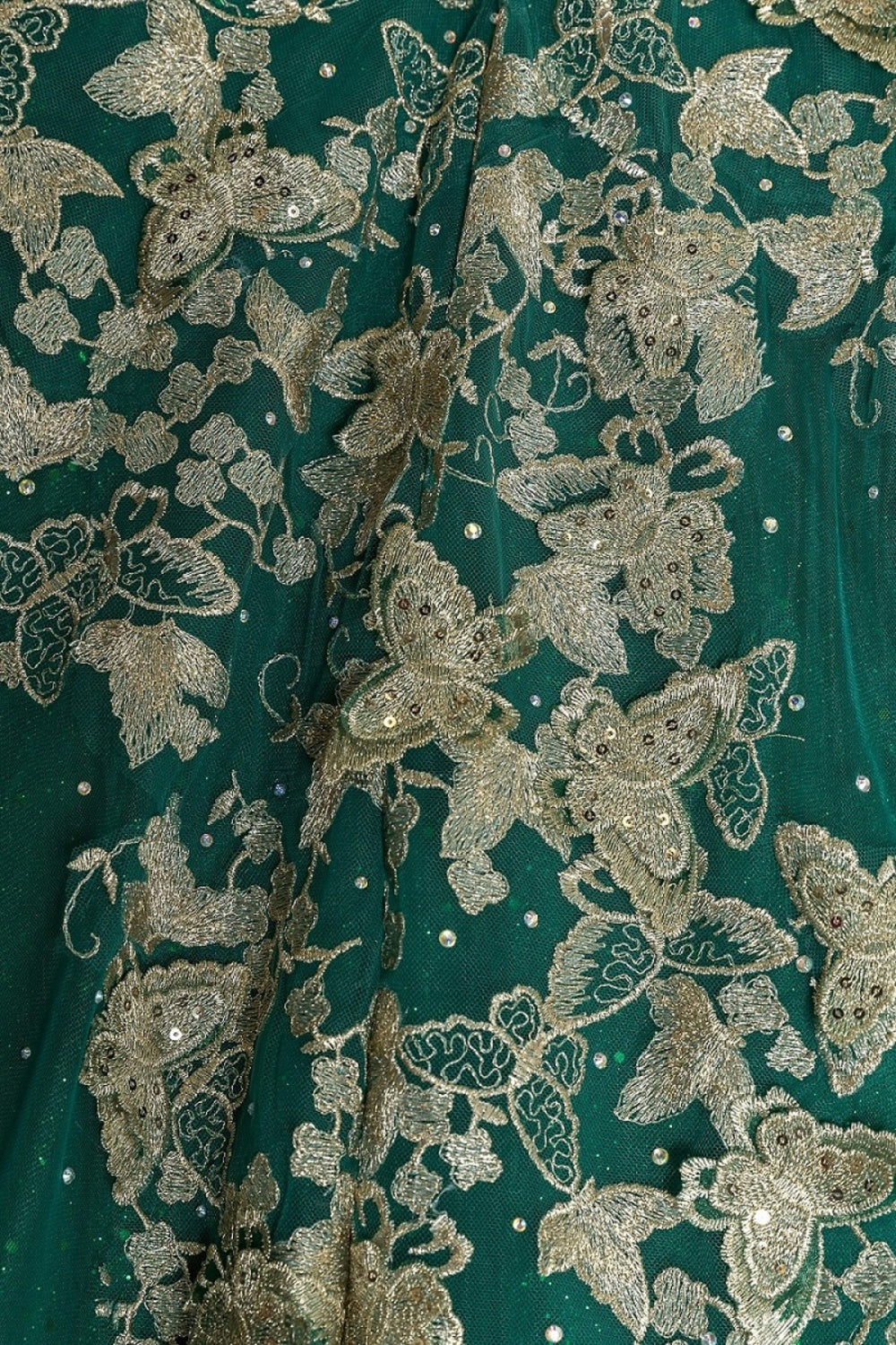 Fabrick of hunter green quinceanera gown dress