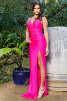 Fuchsia dress with rhinestones