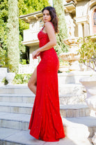 Red dress with rhinestones alternative