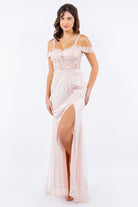 Blush long dress with side slit