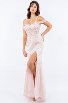 Blush long dress with side slit alternative