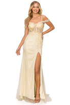 Champagne long dress with side slit