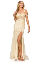 Cahmpagne long dress with side slit alternative