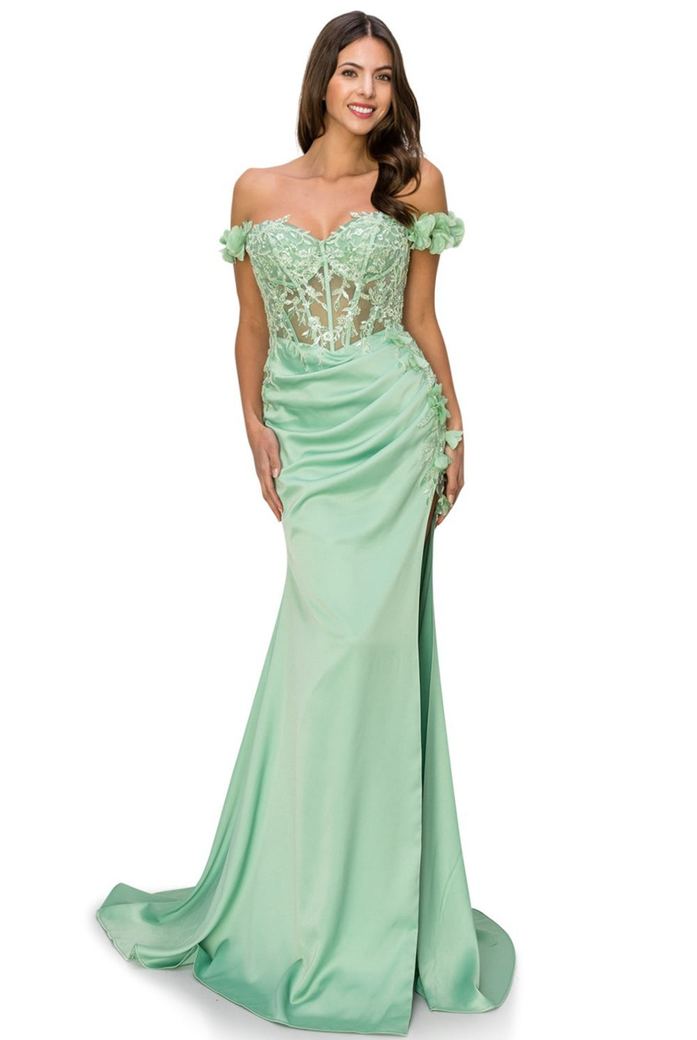 Sage sheer top prom dress alternative