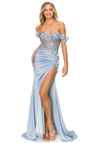 Blue sheer top prom dress alternative