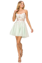 Sage open back short dress