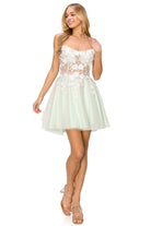 Sage open back short dress alternative