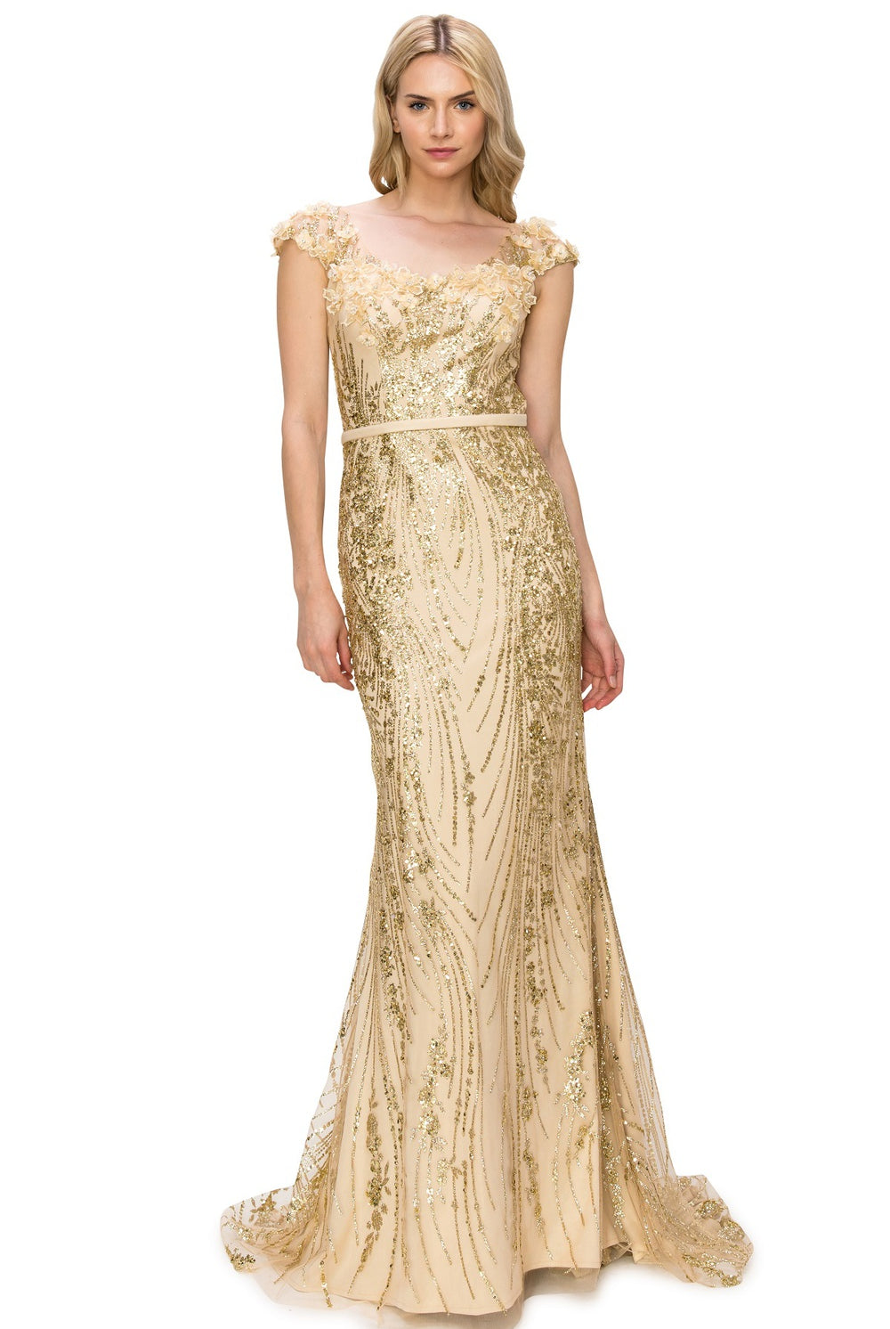 Champagne long sequin dress