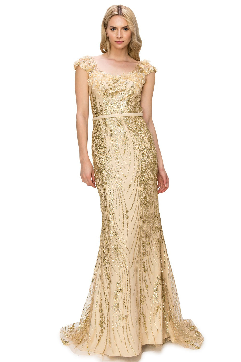 Champagne long sequin dress