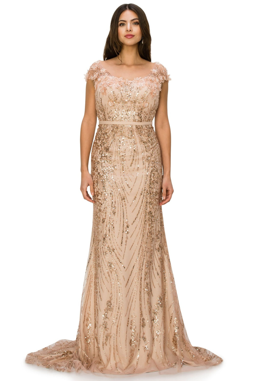 Rosegold long sequin dress