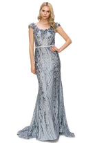 Smoky blue long sequin dress alternative
