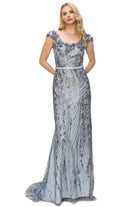 Smoky blue long sequin dress alternative