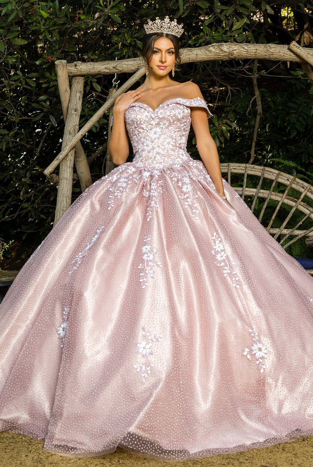 Dusty rose ball gown with train