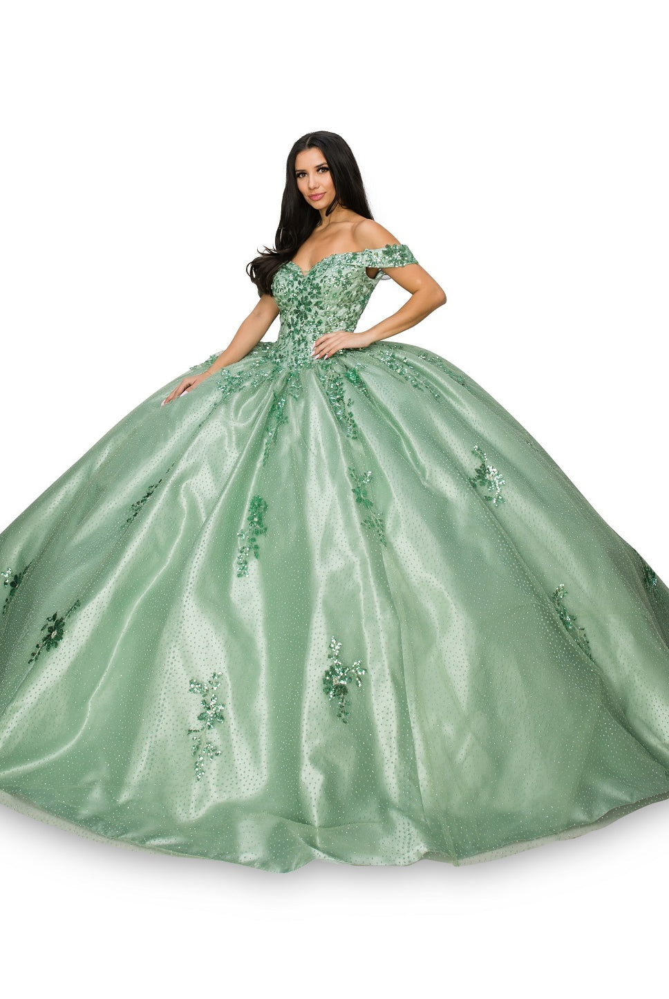 Sage ball gown with train alternative