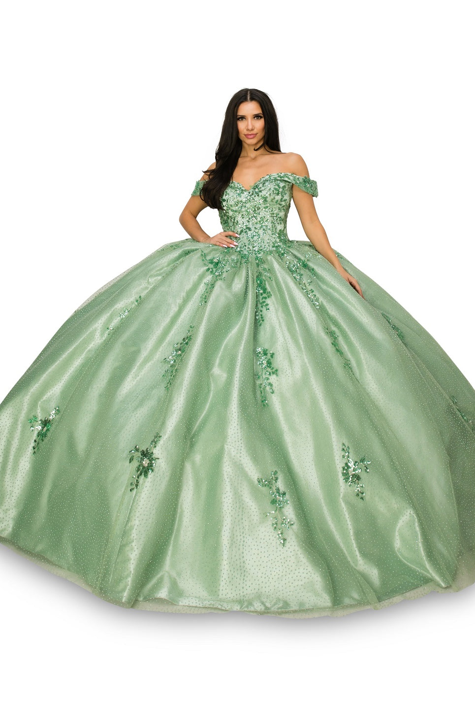 Sage ball gown with train alternative