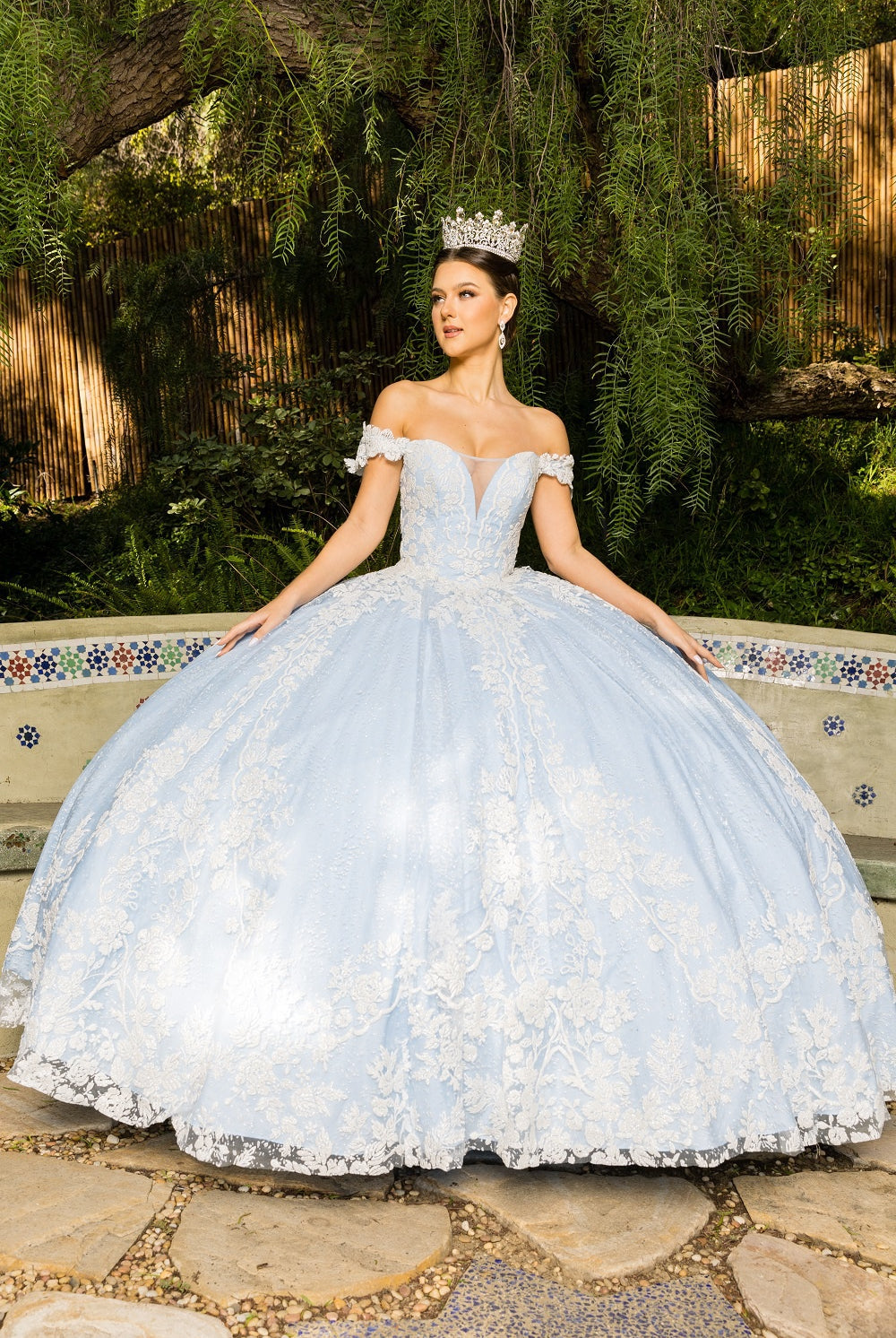 Blue princess ball gown wedding dress alternative