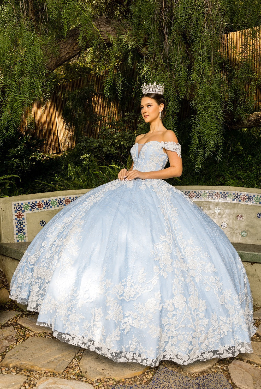 Blue princess ball gown wedding dress alternative