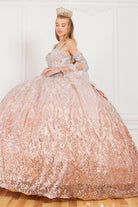 Rose quinceanera dress with sleeves alternative