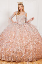 Rode quinceanera dress with sleeves