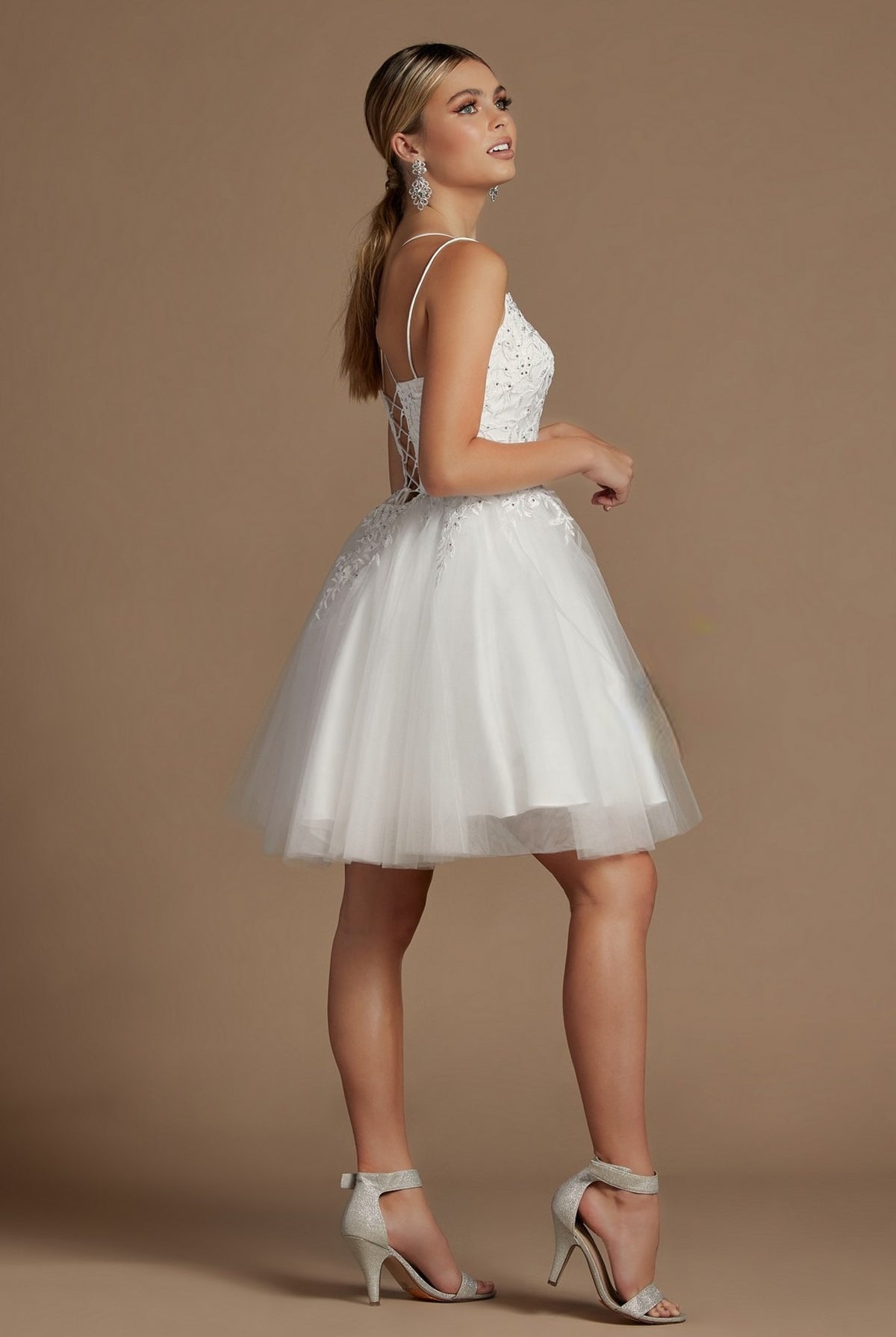 Embroidered Babydoll Corset Short Dress for Homecoming & Cocktail-smcdress
