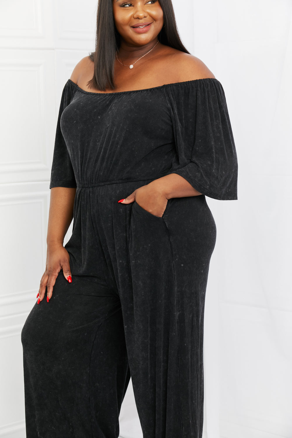 White Birch Weekend Trip Vintage Wash Jumpsuit-smcdress
