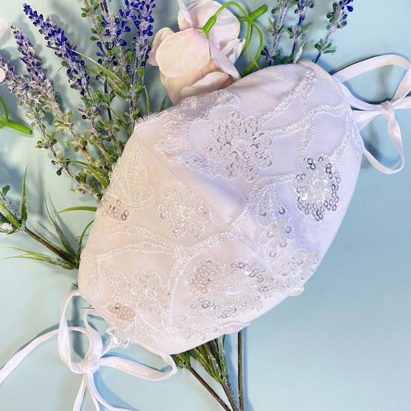 Embroidered Sheer Bodice V-Neck Wedding Gown with Tail-smcdress