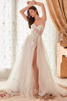 Strapless lace bridal ballgown-smcdress