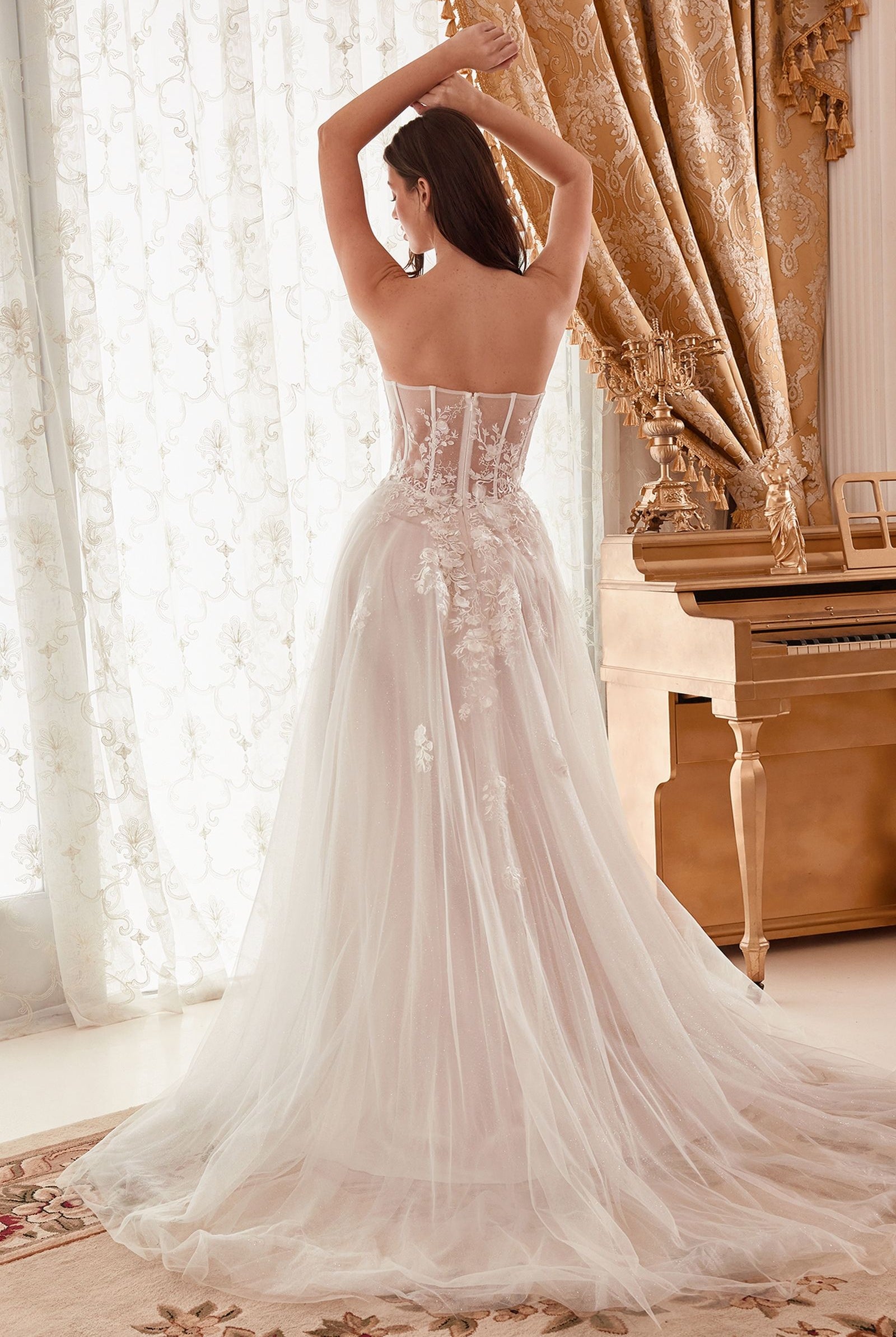 Strapless lace bridal ballgown-smcdress