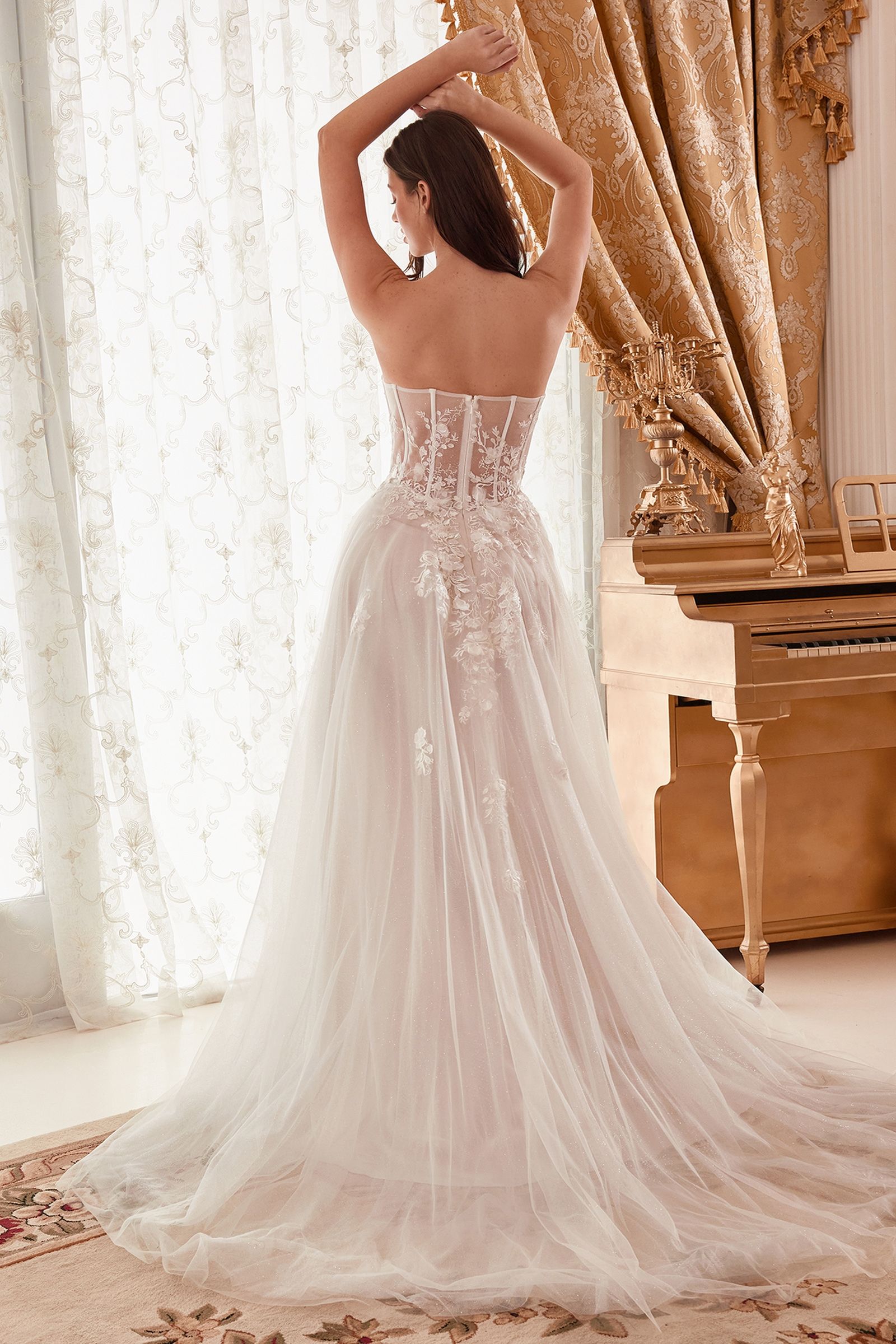 Strapless lace bridal ballgown-smcdress