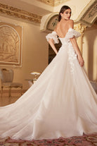 Retro floral gown with sweetheart bodice, puff sleeves, and white bridal look-smcdress