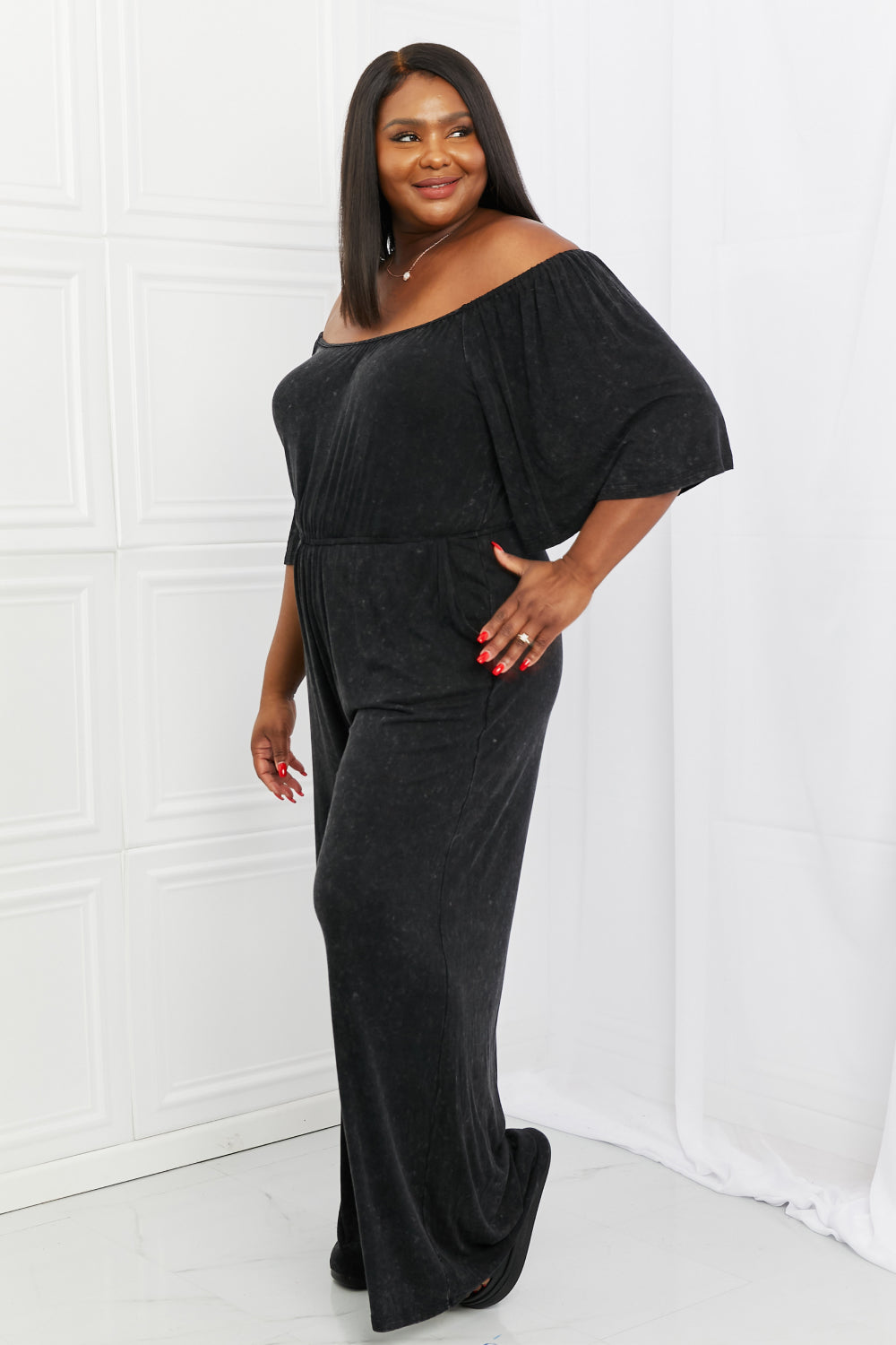White Birch Weekend Trip Vintage Wash Jumpsuit-smcdress