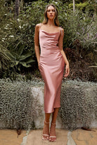 SLIM FIT SATIN MIDI DRESS-smcdress