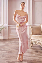 SLIM FIT SATIN MIDI DRESS-smcdress