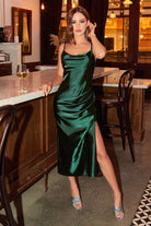 SLIM FIT SATIN MIDI DRESS-smcdress