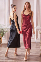 SLIM FIT SATIN MIDI DRESS-smcdress