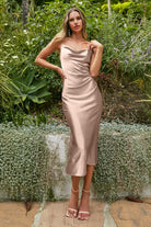 SLIM FIT SATIN MIDI DRESS-smcdress