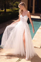 Strapless A-line Bridal Gown w/ Sweetheart Bodice & Sheer Structure-smcdress