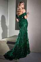 3D Floral Gown, Off-Shoulder mermaid long prom dress-smcdress