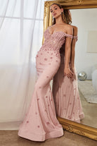 Glitter printed fitted gown-smcdress