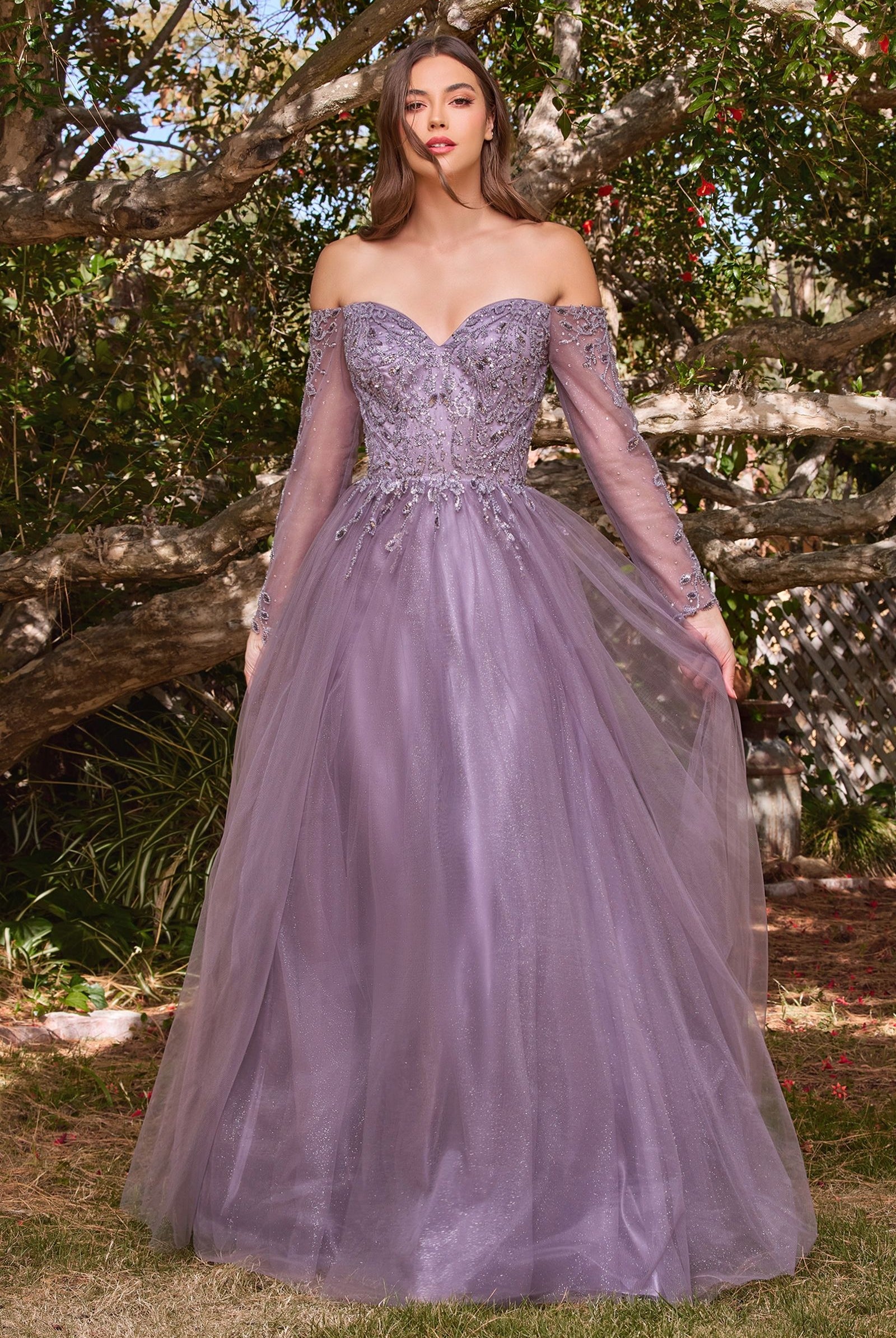 Off-shoulder A-line dress-smcdress