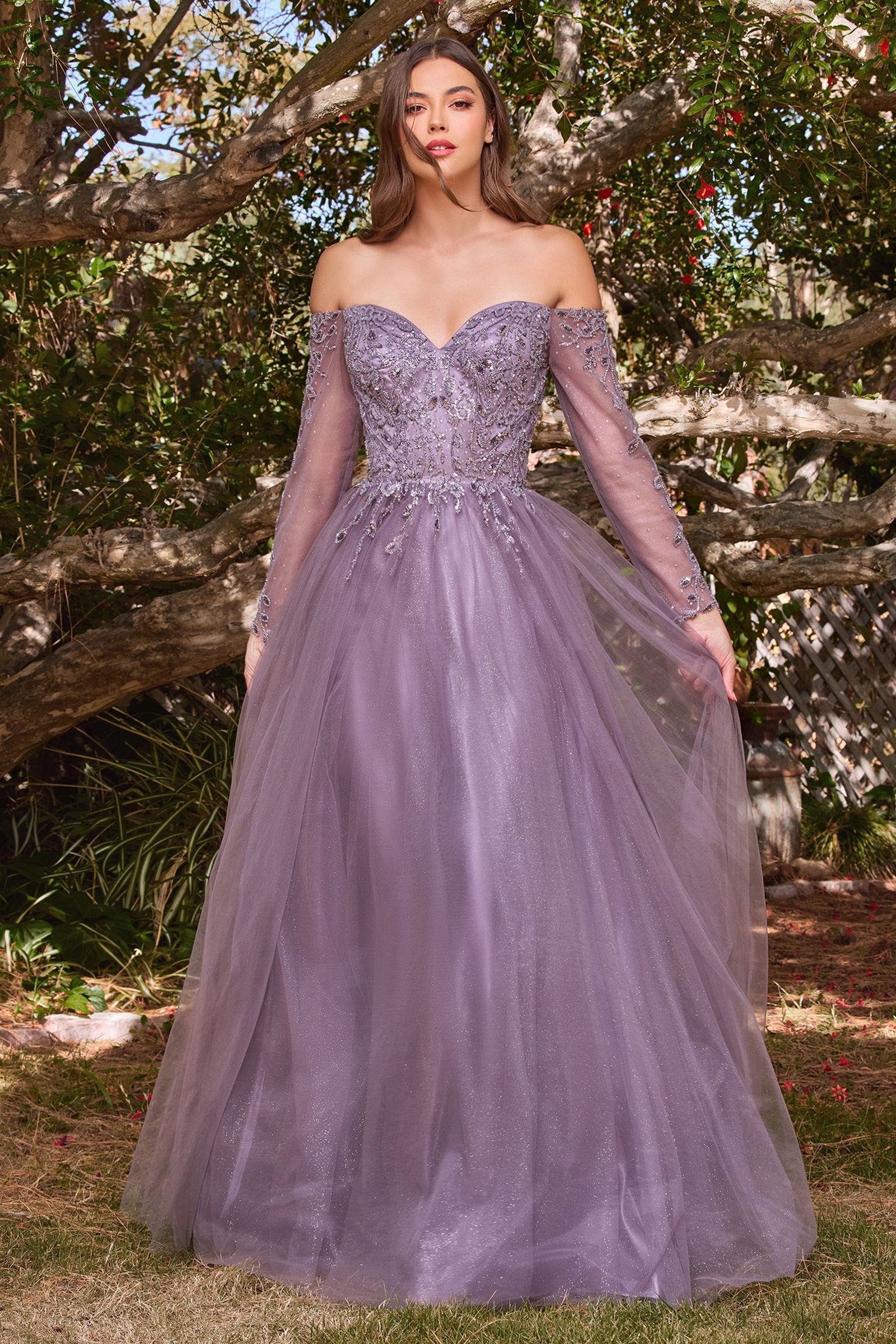 Off-shoulder A-line dress-smcdress